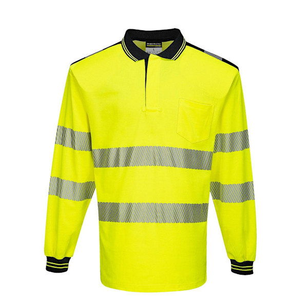 Portwest Herr PW3 Hi-Vis Komfort Långärmad Poloshirt 4XL Gul Yellow/Black 4XL