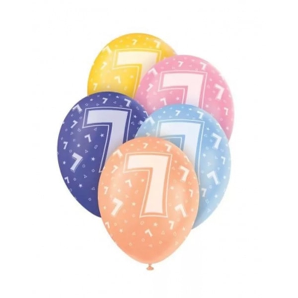 Unique Party Latex 7-årsdag Ballonger (5-pack) One Size M Multicoloured One Size