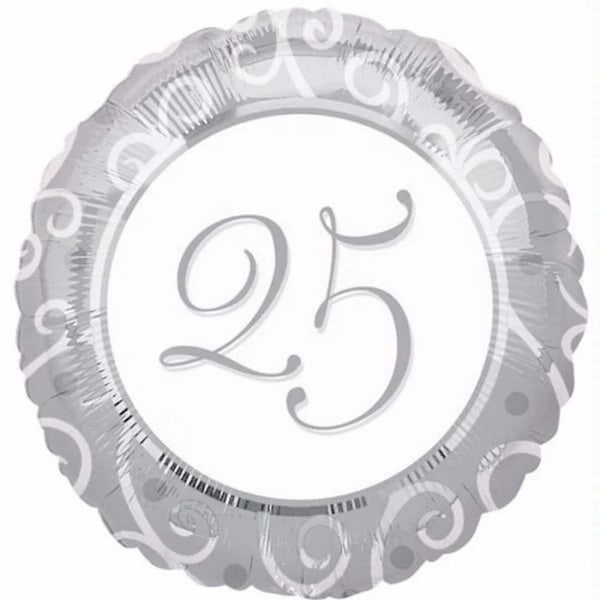 Spot on Gifts 25-årsjubileumsfolieballong En storlek Vit/Grå White/Grey One Size
