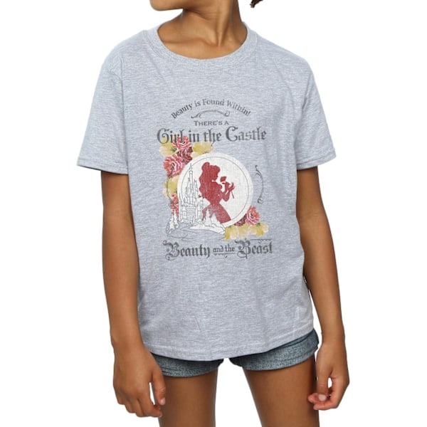 Disney Girls Beauty And The Beast Girl in The Castle Bomull T-S Sports Grey 5-6 Years