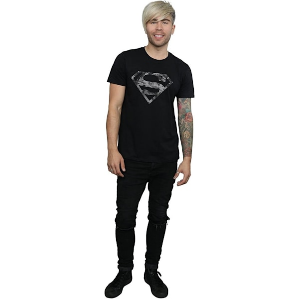 Superman Herr Marmor Bomull Logotyp T-shirt M Svart Black M