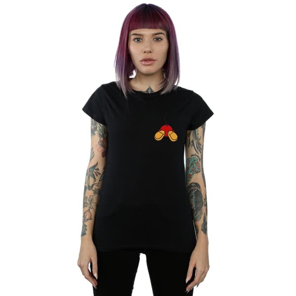 Disney Dam/Dam Mickey Mouse Ryggsida Brösttryck Bomull Black L