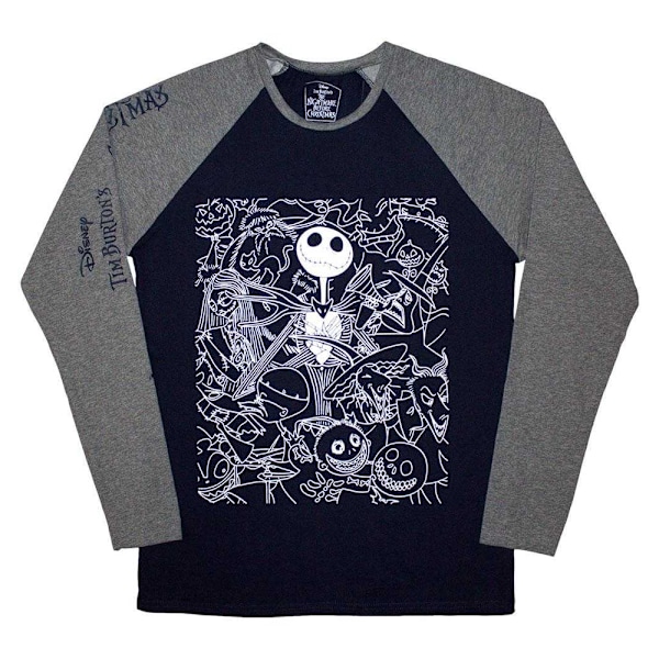 Nightmare Before Christmas Unisex Vuxen Jack Crowd Långärmad Navy Blue/Grey XXL