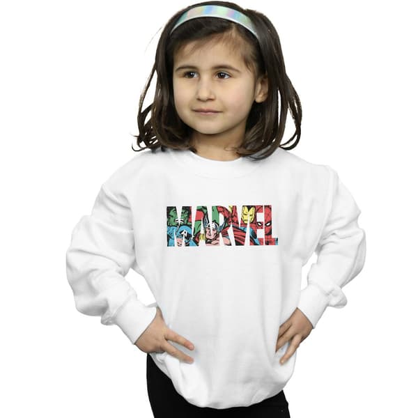 Marvel Comics Flickor Logotyp Karaktär Infill Tröja 9-11 År White 9-11 Years