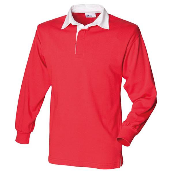 Front Row Långärmad Klassisk Rugby Polotröja XXL Röd/Vit Red/White XXL