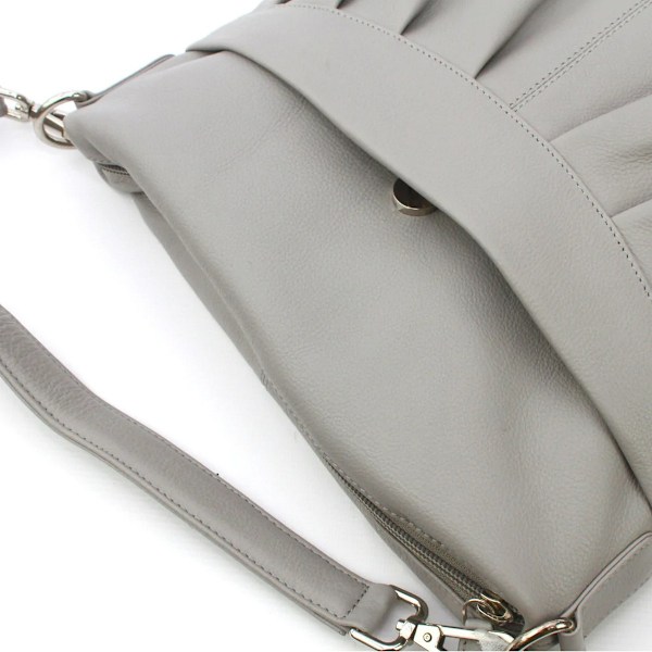 Eastern Counties Leather Dam/Damer Leona Ruched Läder Handväska Light Grey One Size
