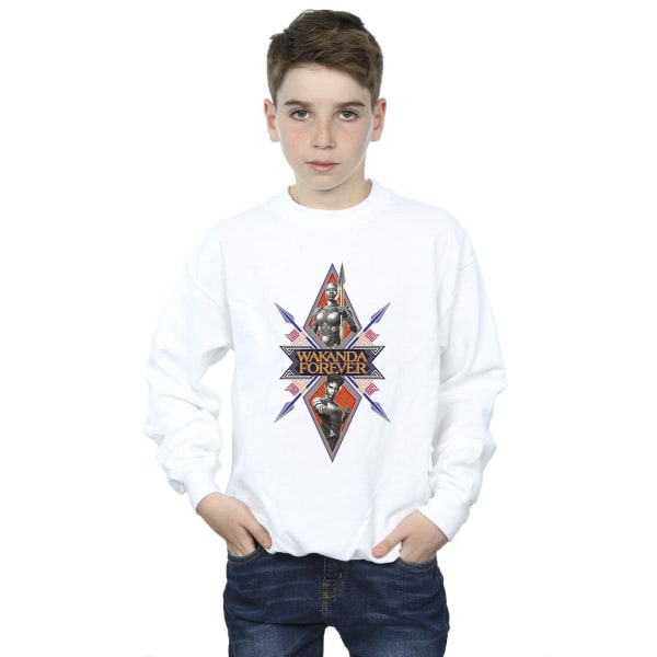 Marvel Boys Wakanda Forever Tribal Spear Chest Sweatshirt 5-6 år White 5-6 Years