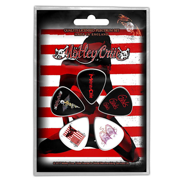 Motley Crue Red, White & Crue Plectrum (5-pack) One Size Bla Black/White/Red One Size