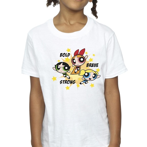 Powerpuff Girls Girls Bold Brave Strong Bomull T-shirt 5-6 White 5-6 Years