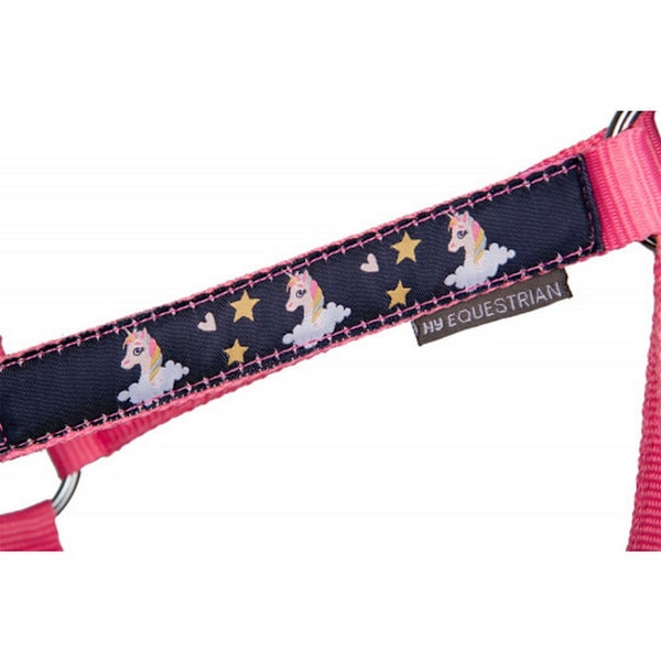 Hy Unicorn Magic Hästgrimma och Ledrep Cob Marinblå/Rosa Navy/Pink Cob