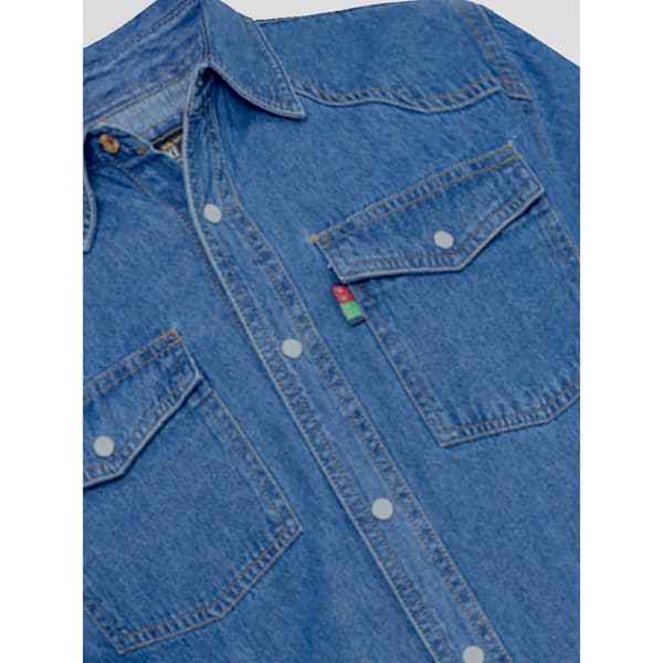 Duke Herr D555 Western Denimskjorta Stor Stenvättad Stonewash Large