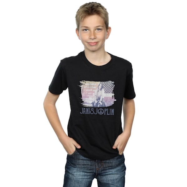 Janis Joplin Boys Stove Flag T-Shirt 12-13 år Svart Black 12-13 Years