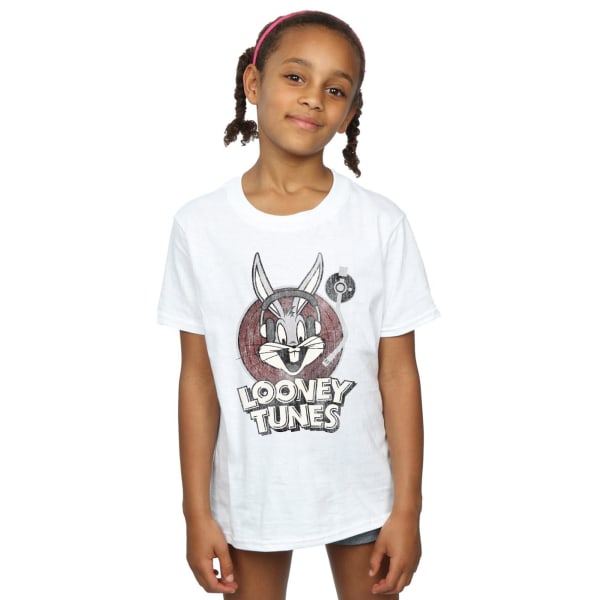 Looney Tunes Girls Bugs Bunny Circle Logotyp bomull T-shirt 7-8 Ye White 7-8 Years