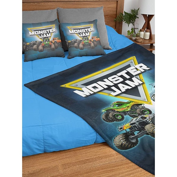 Monster Jam Fleece Truckfilt 150cm x 100cm Svart/Blå Black/Blue 150cm x 100cm