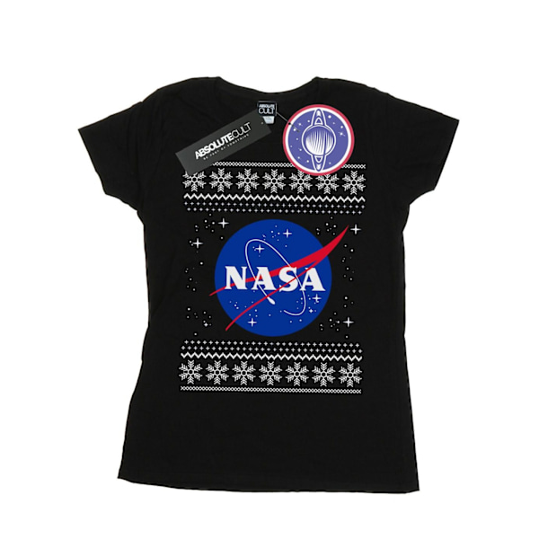 NASA Dam/Kvinnor Klassisk Fair Isle Bomull T-shirt S Svart Black S