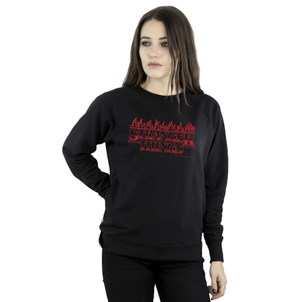 Netflix Dam/Kvinnor Stranger Things Flames Sweatshirt XL Svart Black XL