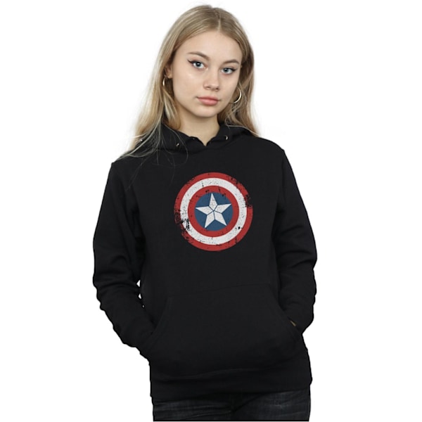 Marvel Dam/Damer Captain America Civil War Distressed Shield Hoodie XXL Svart Black XXL