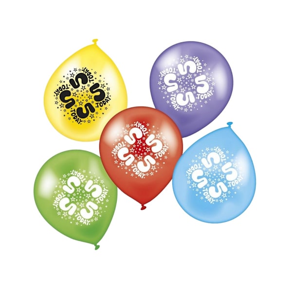 Latex 5:e födelsedagsfestballonger (8-pack) En storlek Flerfärgad Multicoloured One Size