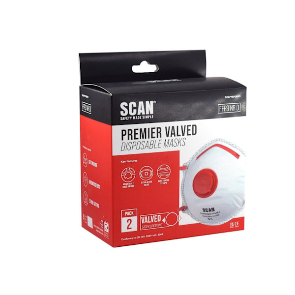 Scan Formgjuten Engångsmask med Ventil 2-pack Flerfärgad Multi Colour Pack of 2