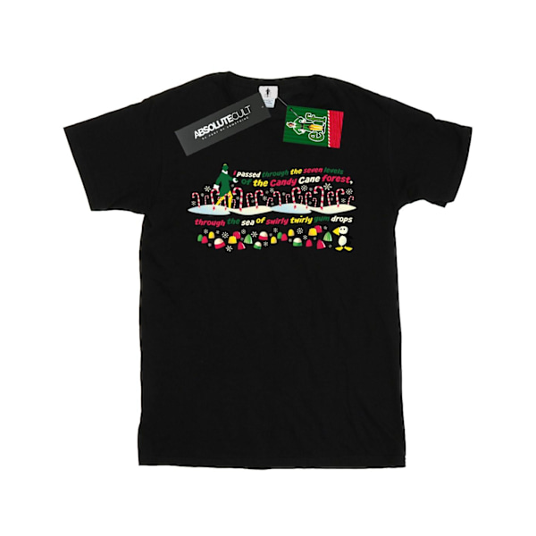 Elf Dam/Damer Candy Cane Forest Bomull Boyfriend T-Shirt 3X Black 3XL