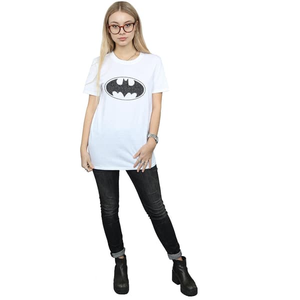 DC Comics Dam/Kvinnor Batman Enfärgad Logotyp Bomull Boyfriend White L