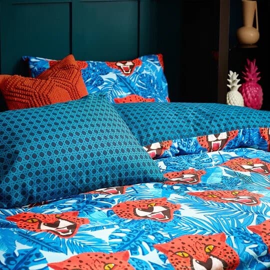 Furn Untamed Cheetah Påslakan Set King Blå Blue King