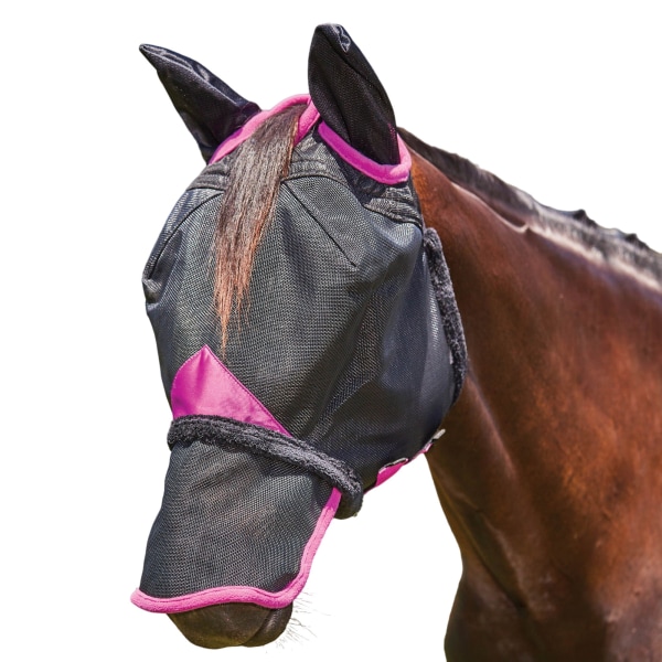 Weatherbeeta Comfitec Deluxe Mesh Hållbar hästflugmask med E Black/Purple Small Pony