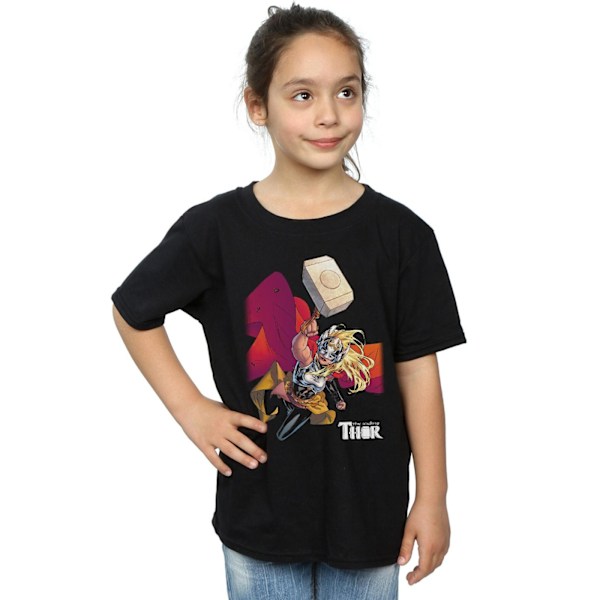 Marvel Girls The Mighty Thor Mjolnir Bomull T-shirt 12-13 år Black 12-13 Years