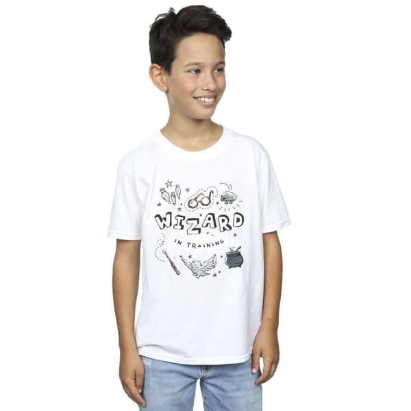 Harry Potter Pojkar Trollkarl Under Utbildning T-Shirt 3-4 År Vit White 3-4 Years