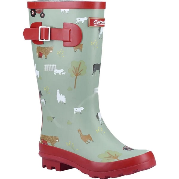 Cotswold Childrens/Kids Farmyard Wellington Boots 2 UK Khaki Gr Khaki Green/Red 2 UK