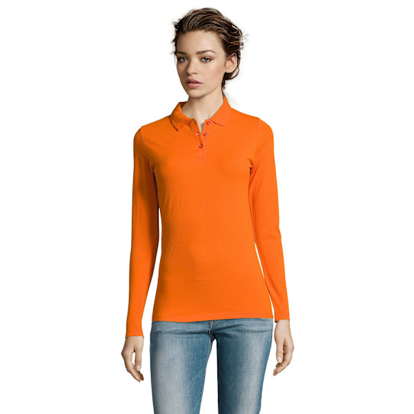SOLS Dam/Kvinnor Perfekt Långärmad Pique Poloskjorta XL Oran Orange XL