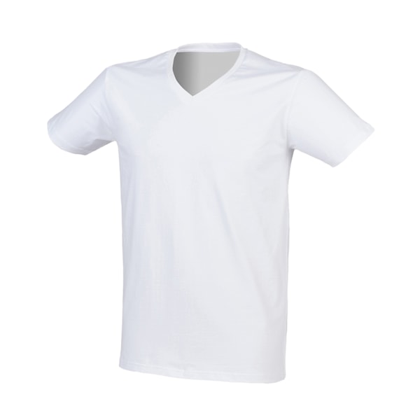 SF Men Mens Stretch V-hals T-shirt M Vit White M