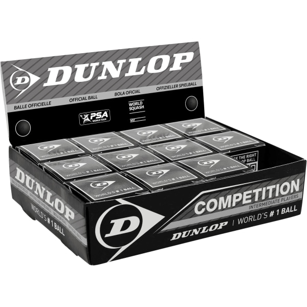 Dunlop Competition squashbollar (paket med 12) One Size Black Black One Size