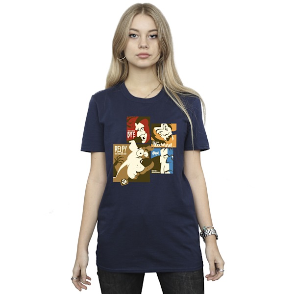 Scooby Doo T-shirt för kvinnor/damer i bomull, Boyfriend-modell, 3XL, Marinblå Navy Blue 3XL