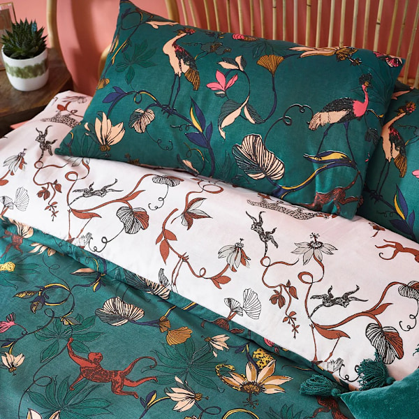 Furn Wildlings Tropisk Påslakanset Dubbel Juniper Green Juniper Green Double
