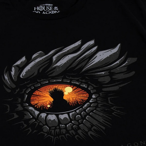 House Of The Dragon T-shirt för män med öga, 3XL, svart/ljusröd/orange Black/Light Red/Orange 3XL