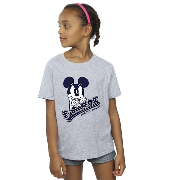 Disney Girls Mickey Mouse Japansk Bomull T-shirt 9-11 År Sports Grey Sports Grey 9-11 Years