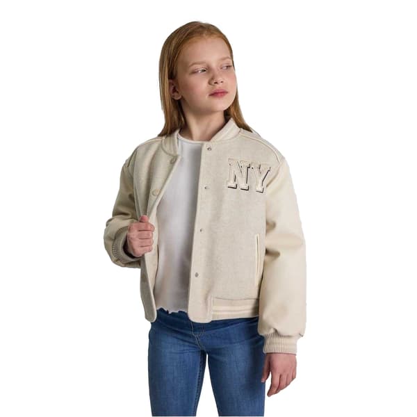 Minoti Flickor New York Patch Varsity Jacka 13-14 År Melerad Mottled Beige 13-14 Years