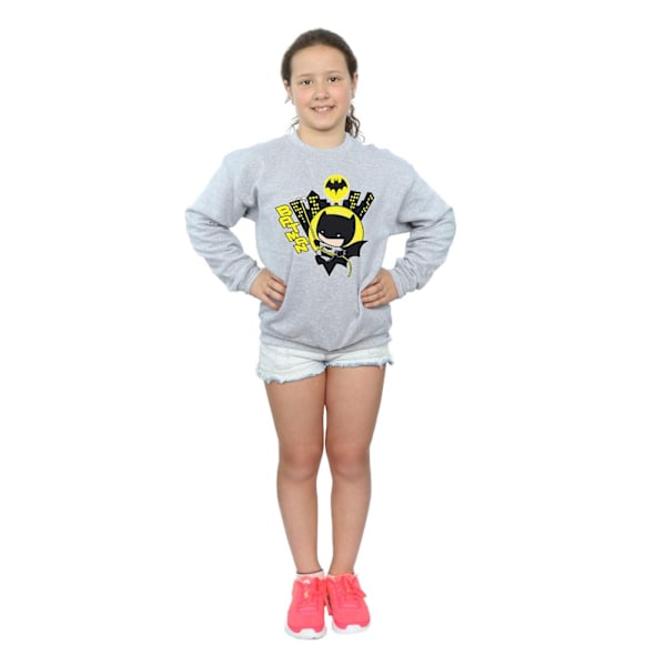 DC Comics Girls Chibi Batman Swinging Sweatshirt 7-8 år Spor Sports Grey 7-8 Years