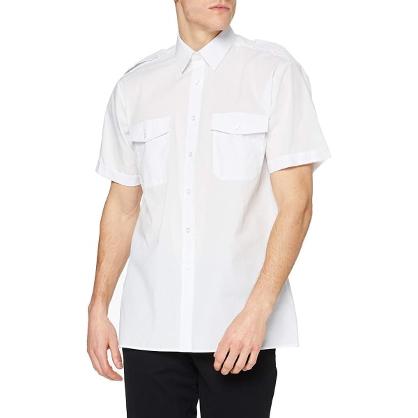 Premier Herr Kortärmad Pilot Plain Work Shirt 17 Vit White 17