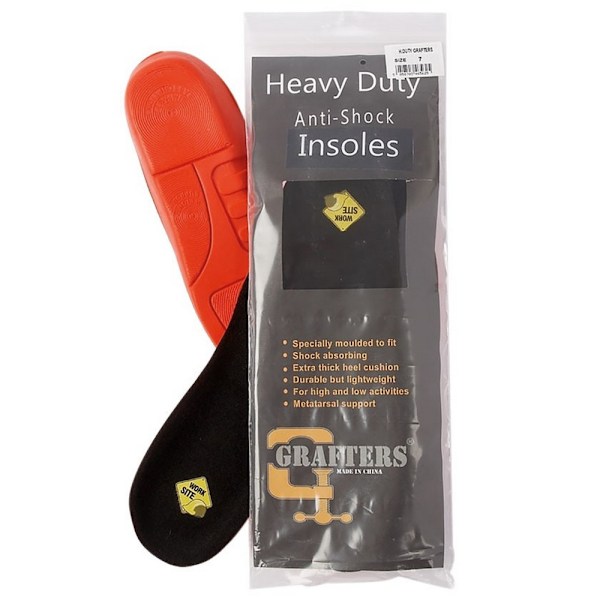 Grafters Jobsite Anti-Shock Heavy Duty Insoles (Pack of 6) 10 U Black/Orange 10 UK