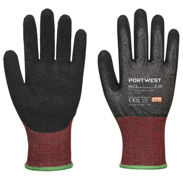 Portwest Unisex Adult A671 CS F13 Latex Cut Resistant Gloves XS Black XS