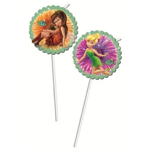 Tinkerbell-sugrör med dekal (6-pack) En storlek Flerfärgad Multicoloured One Size
