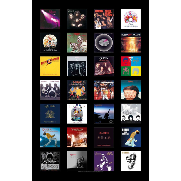 Queen Albums Textile Poster 106cm x 70cm Svart/Mångfärgad Black/Multicoloured 106cm x 70cm