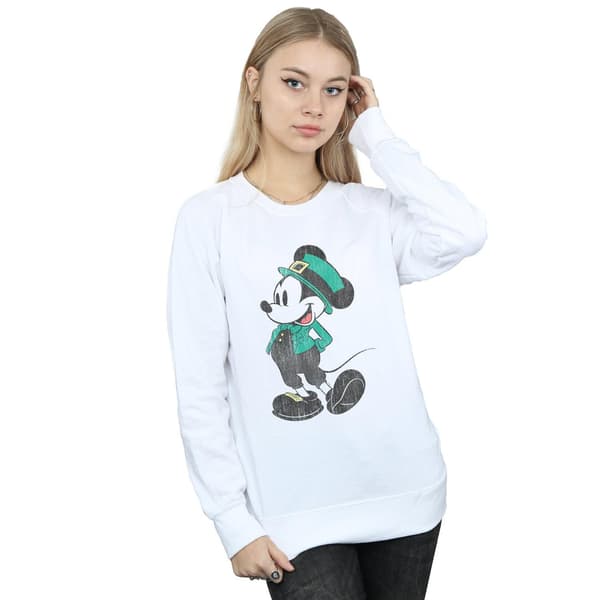 Disney Dam/Dam Mickey Mouse St Patrick Kostym Sweatshirt White S