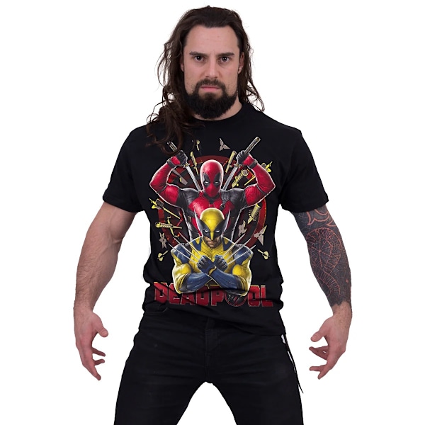 Deadpool & Wolverine Unisex Vuxen Bullseye T-Shirt XXL Svart/Flerfärgad Black/Multicoloured XXL
