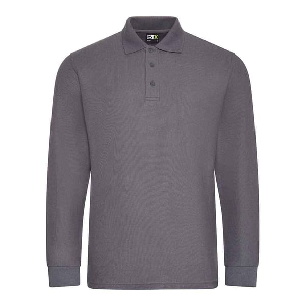 PRO RTX Herr Pro Piké Långärmad Pikétröja XS Enfärgad Grå Solid Grey XS