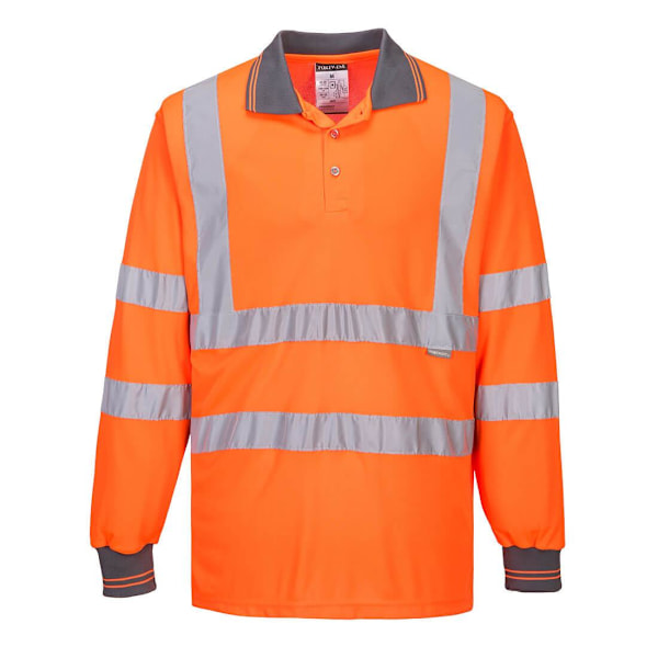 Portwest Hi-Vis Långärmad Säkerhets Polo Shirt L Orange Orange L