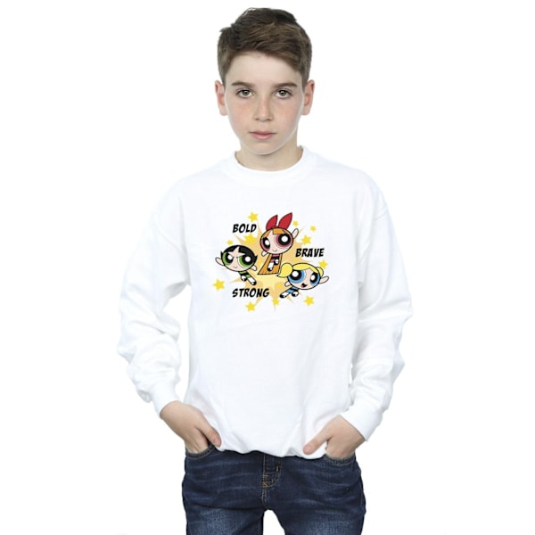 Powerpuffpinglorna Pojkar Flickor Djärva Modiga Starka Sweatshirt 7-8 White 7-8 Years