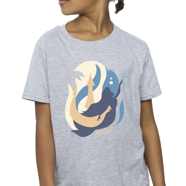 Disney Girls The Little Mermaid Colour Silhouettes Bomull T-shirt Sports Grey 7-8 Years